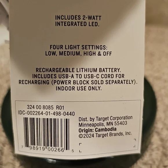 New Hearth And Hand Dark Green Rechargeable Table Lamp - Picture 4 of 7